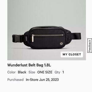 Lululemon Wunderlust Belt Bag 1.8L in black